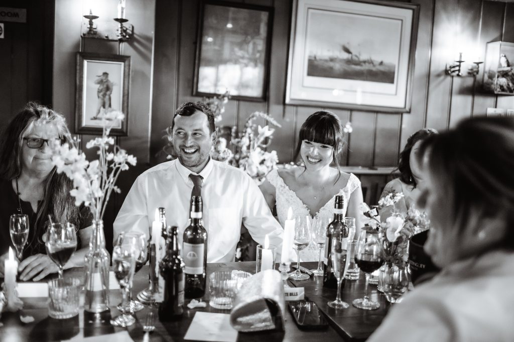 Bride and groom during the speech