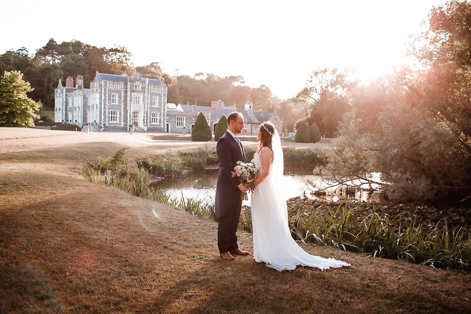 Sunset wedding photos. Summer Wedding at Folkington Manor, West Sussex