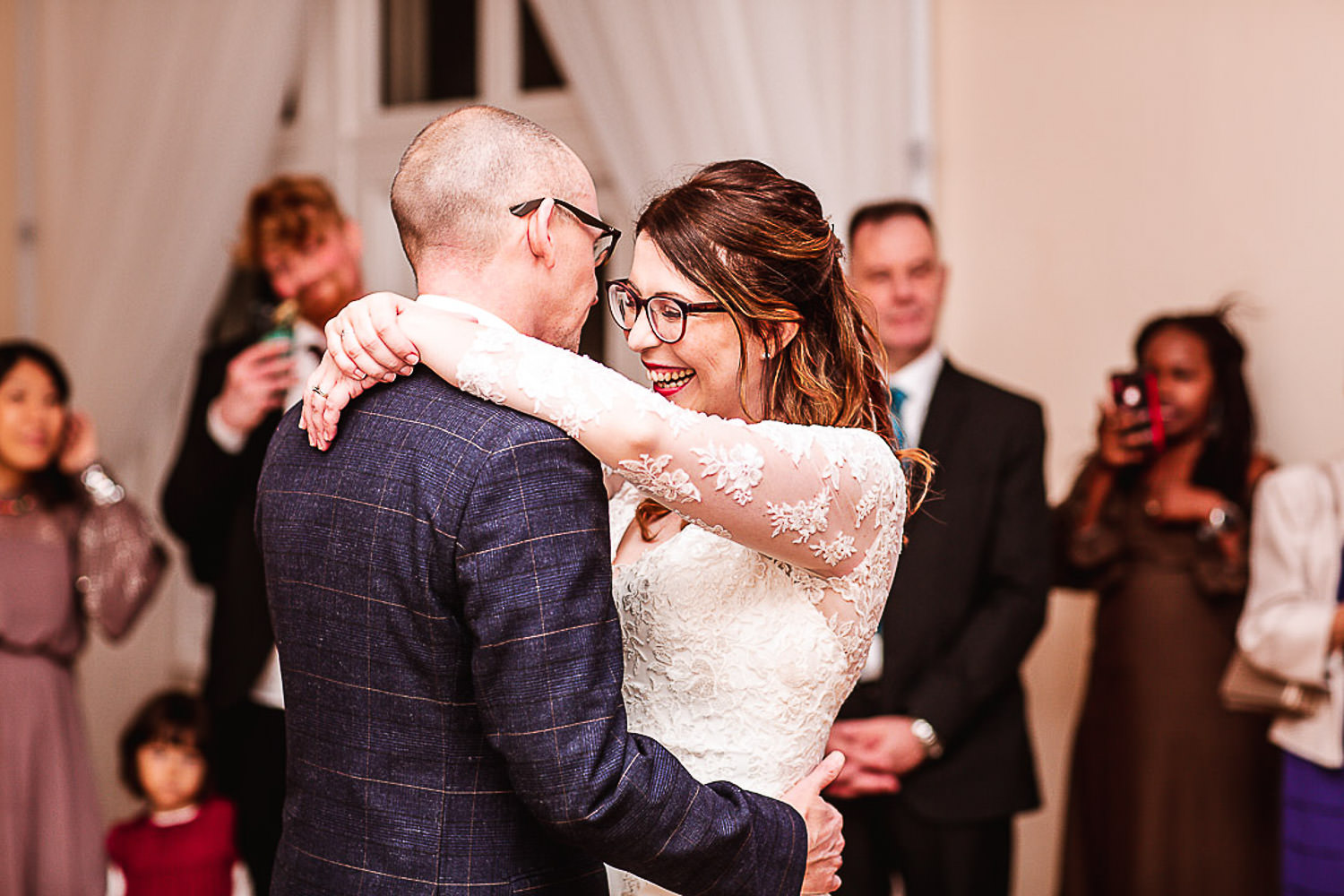 wedding photo of firs dance at Winter wedding at Higley Manor Sussex