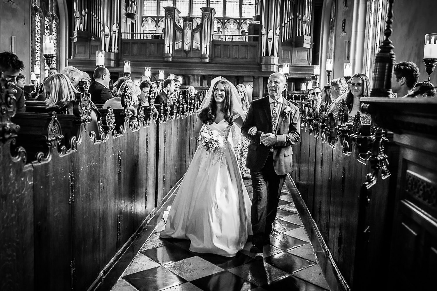 Summer wedding at ceremony at Lincoln's Inn Chapel, London