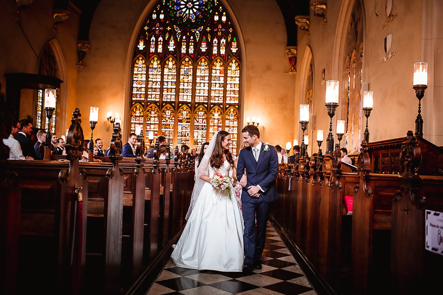 Summer wedding at ceremony at Lincoln's Inn Chapel, London