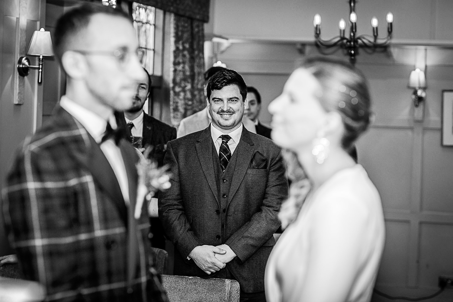 Winter Christmas wedding at Montague Arms Hotel, Beaulieu, New Forest, Hampshire. Ceremony 