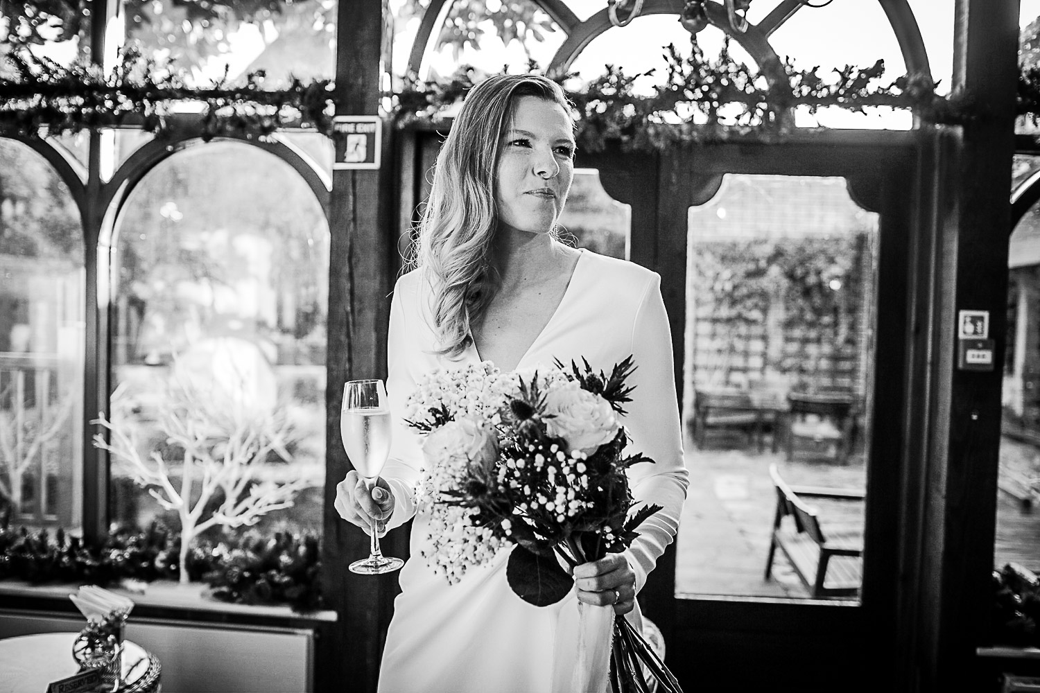 Winter Christmas wedding at Montague Arms Hotel, Beaulieu, New Forest, Hampshire. Ceremony 