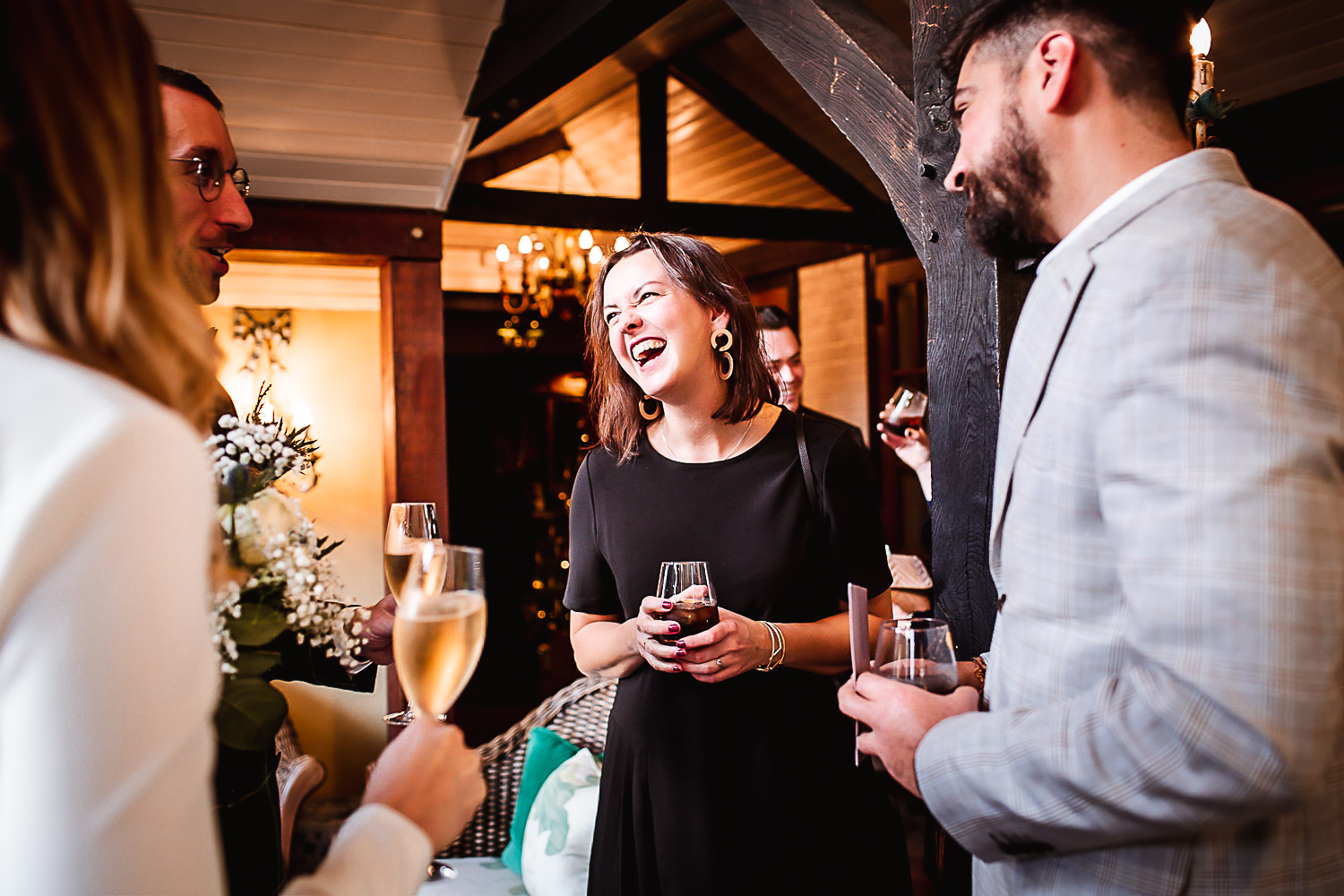 Winter Christmas wedding at Montague Arms Hotel, Beaulieu, New Forest, Hampshire. Ceremony 