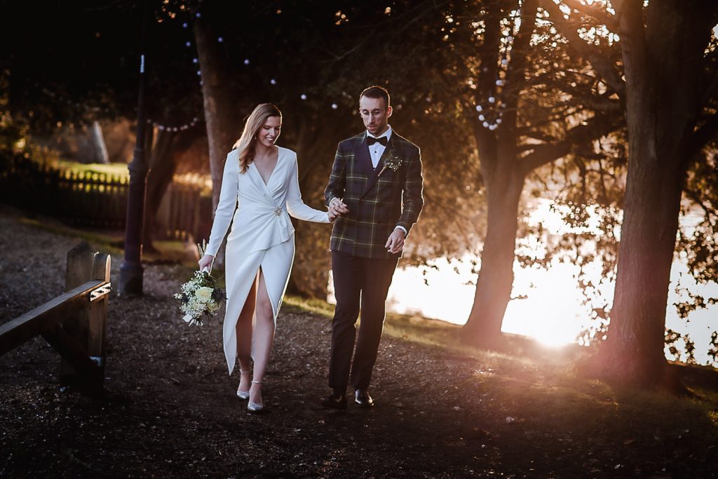 Sunset wedding photos in Beaulieu, New Forest, Hampshire