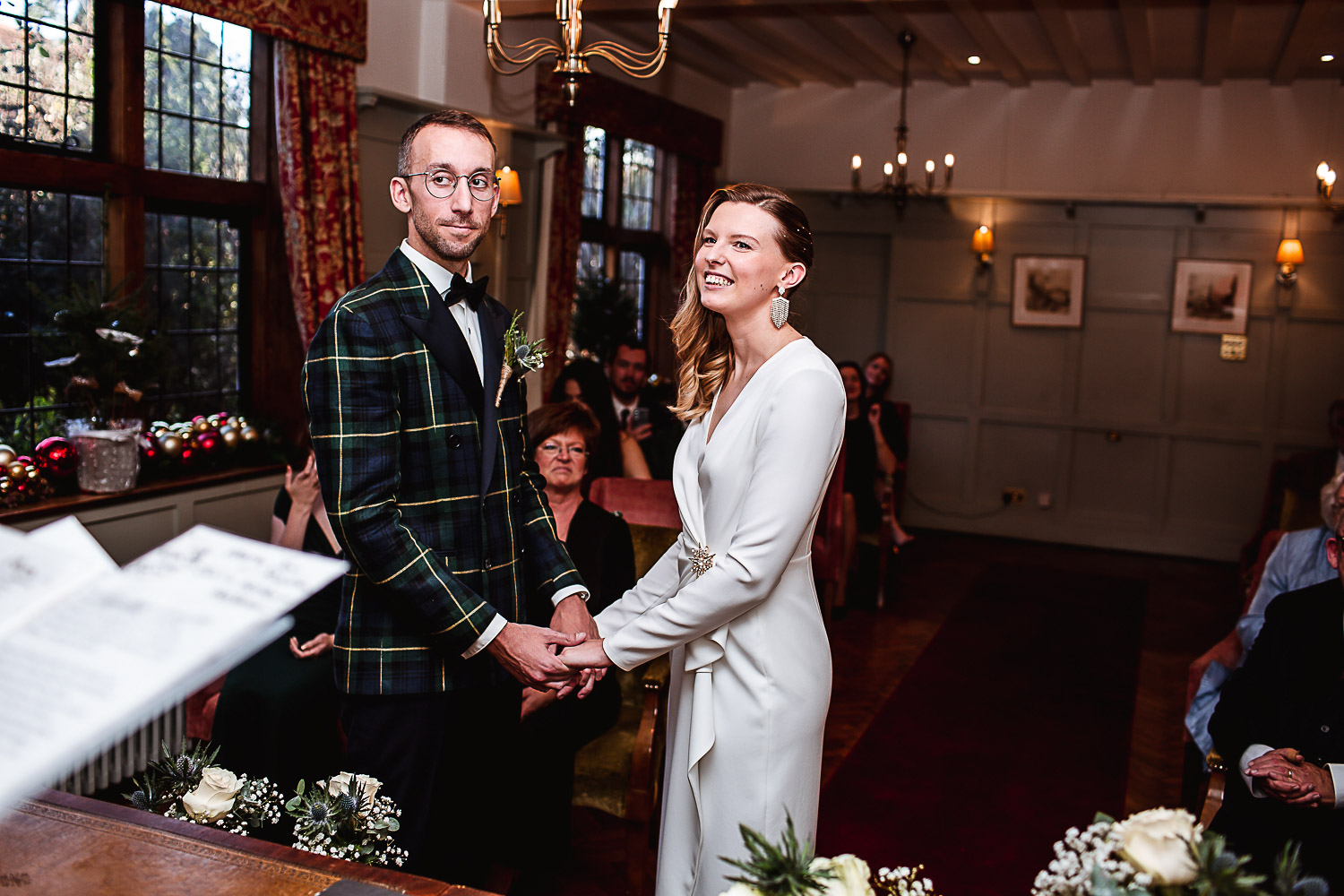 Winter wedding at the Montague Arms Hotel in New Forest.