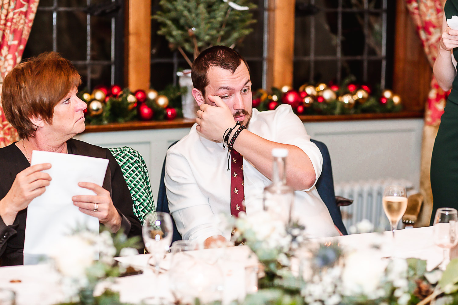 Winter Christmas wedding at Montague Arms Hotel, Beaulieu, New Forest, Hampshire. wedding speeches