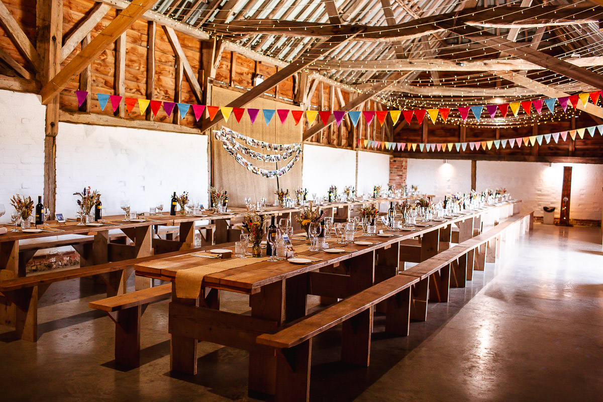 wedding table with decoration at Chidham Barn Chichester