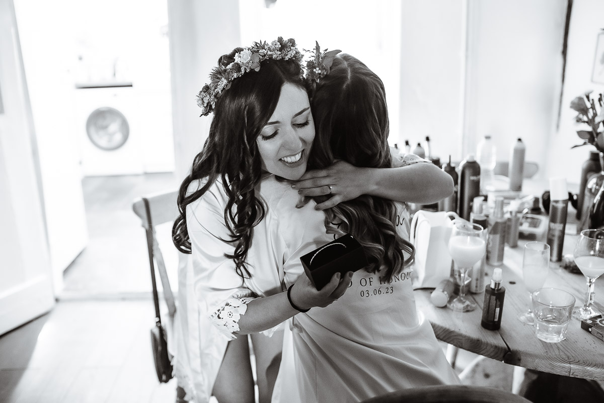 Bride is getting ready in the cottage