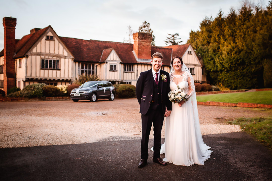 wedding photo of bride and groom at Cian Manor, Borden, Hampshire wedding photographer