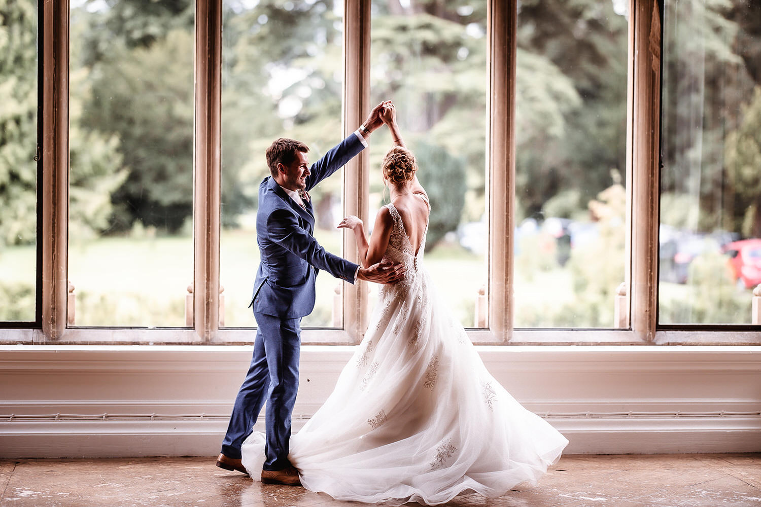 bride and groom dancing at Grittleton House