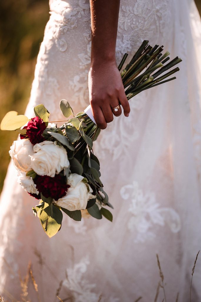 wedding flowers with white and red roses