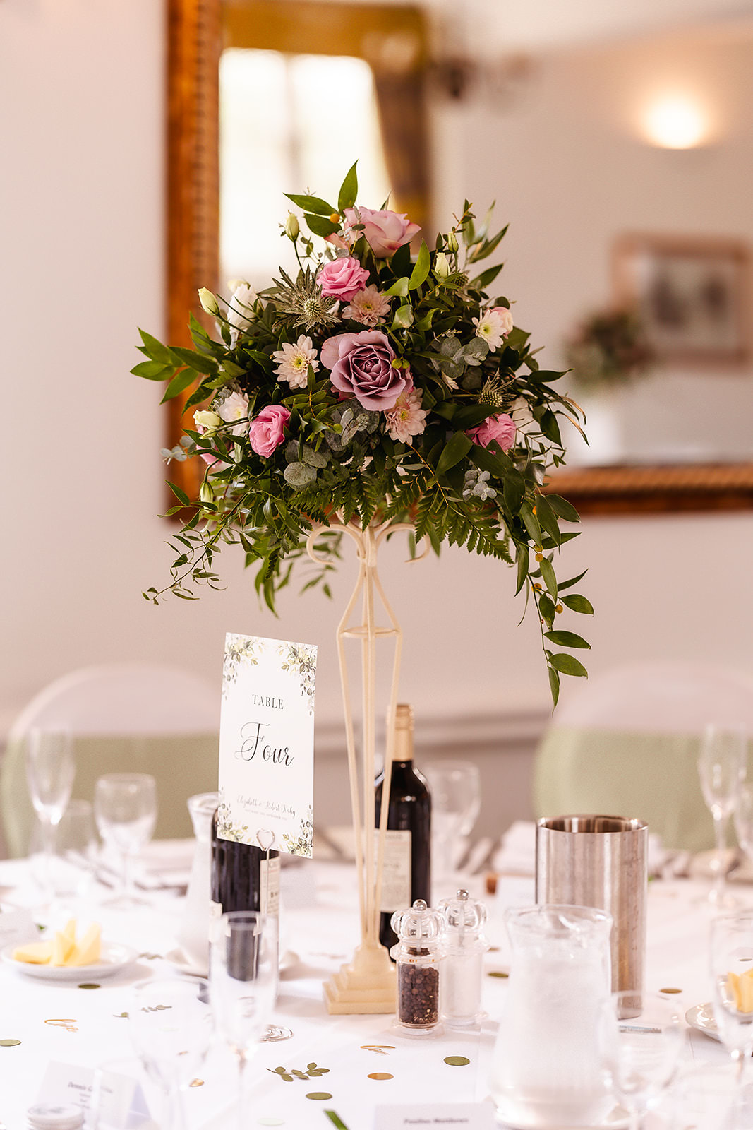 wedding table decoration at Winchester Royal Hotel