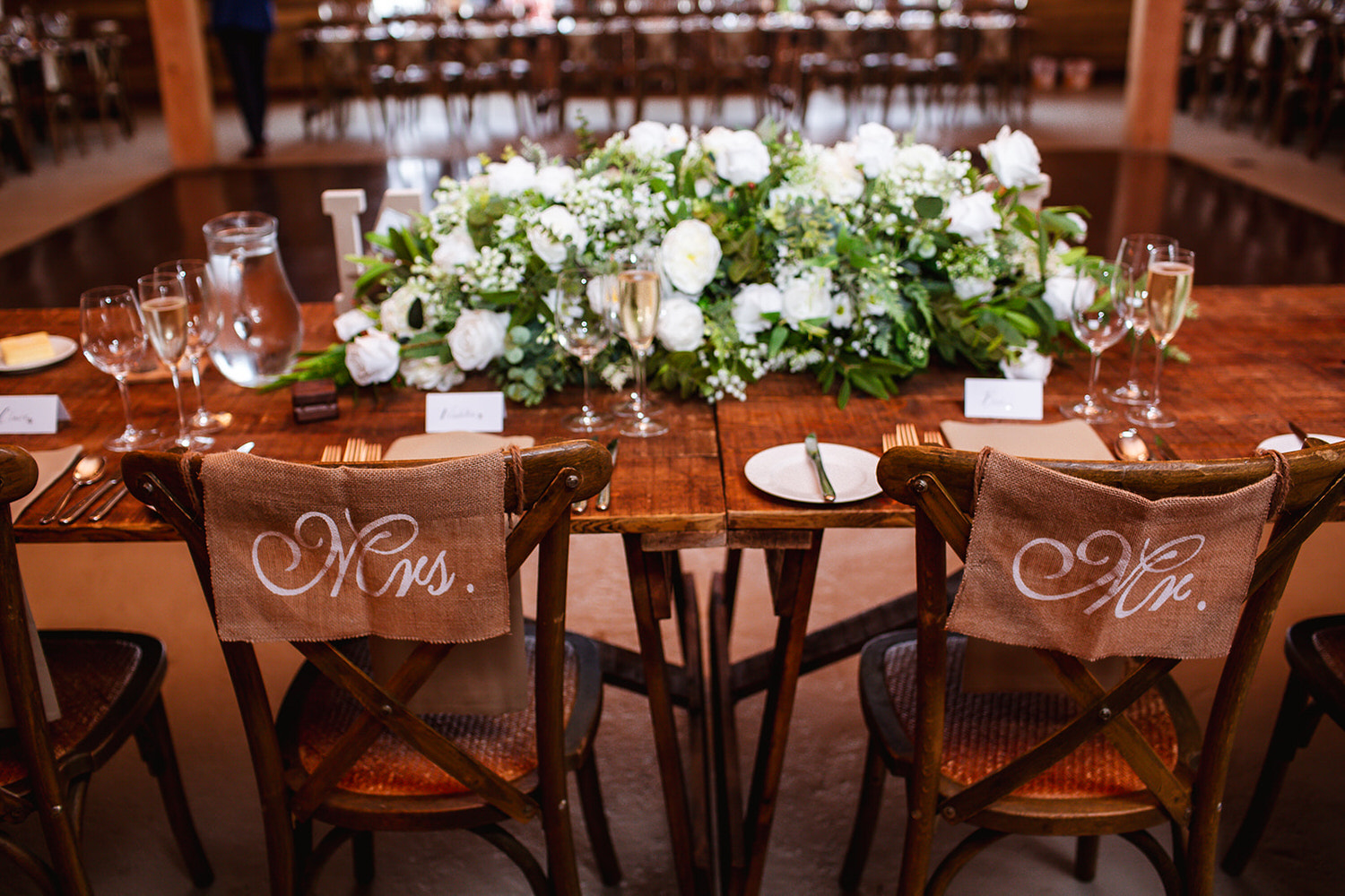 wedding details of tables and chairs at High Billinghurst Farm