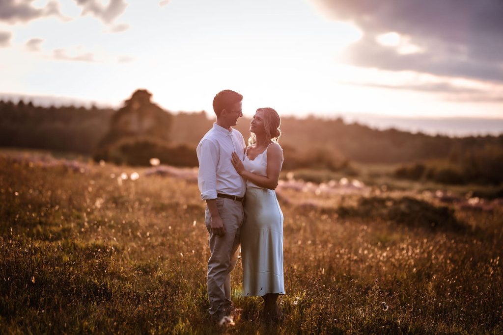 Romantic sunset photo of couple. Hampshire wedding photography