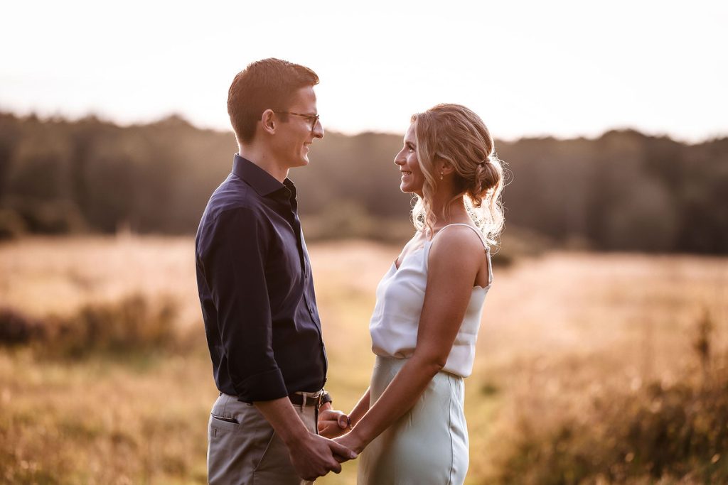 Hampshire pre wedding photo session in the field.