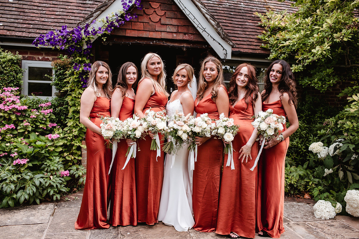 Bride and bridesmaid group photo