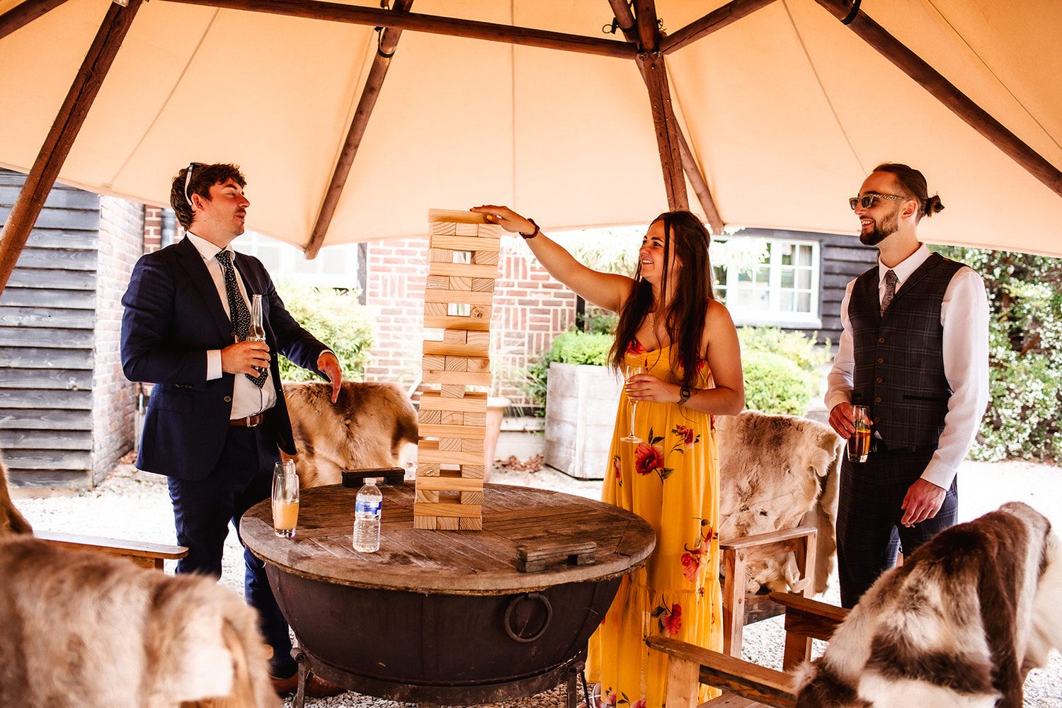 outdoor wedding games at Gate Street Barn in the garden