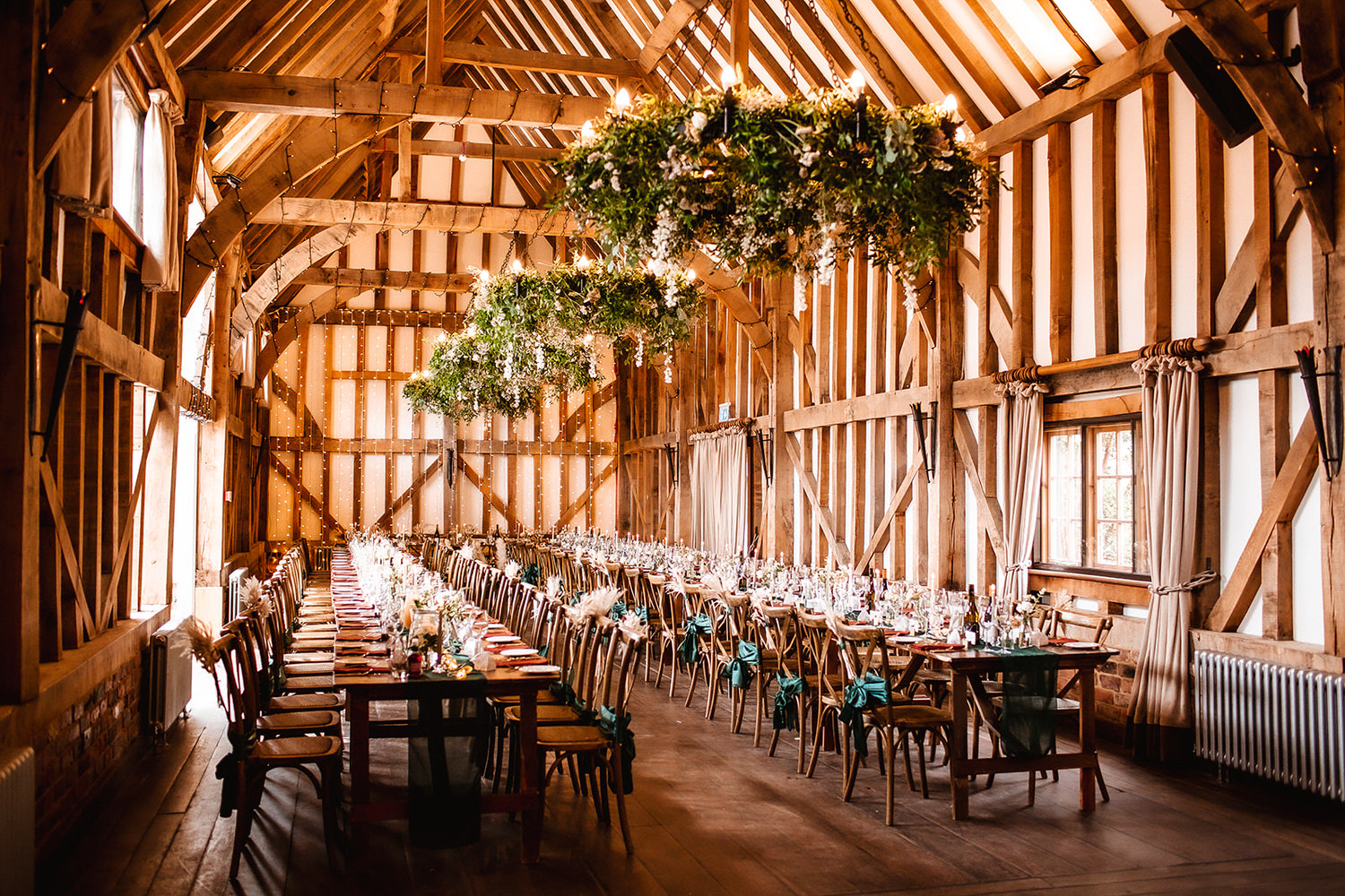 Table wedding decorations at Gate Street rustic wedding venue.