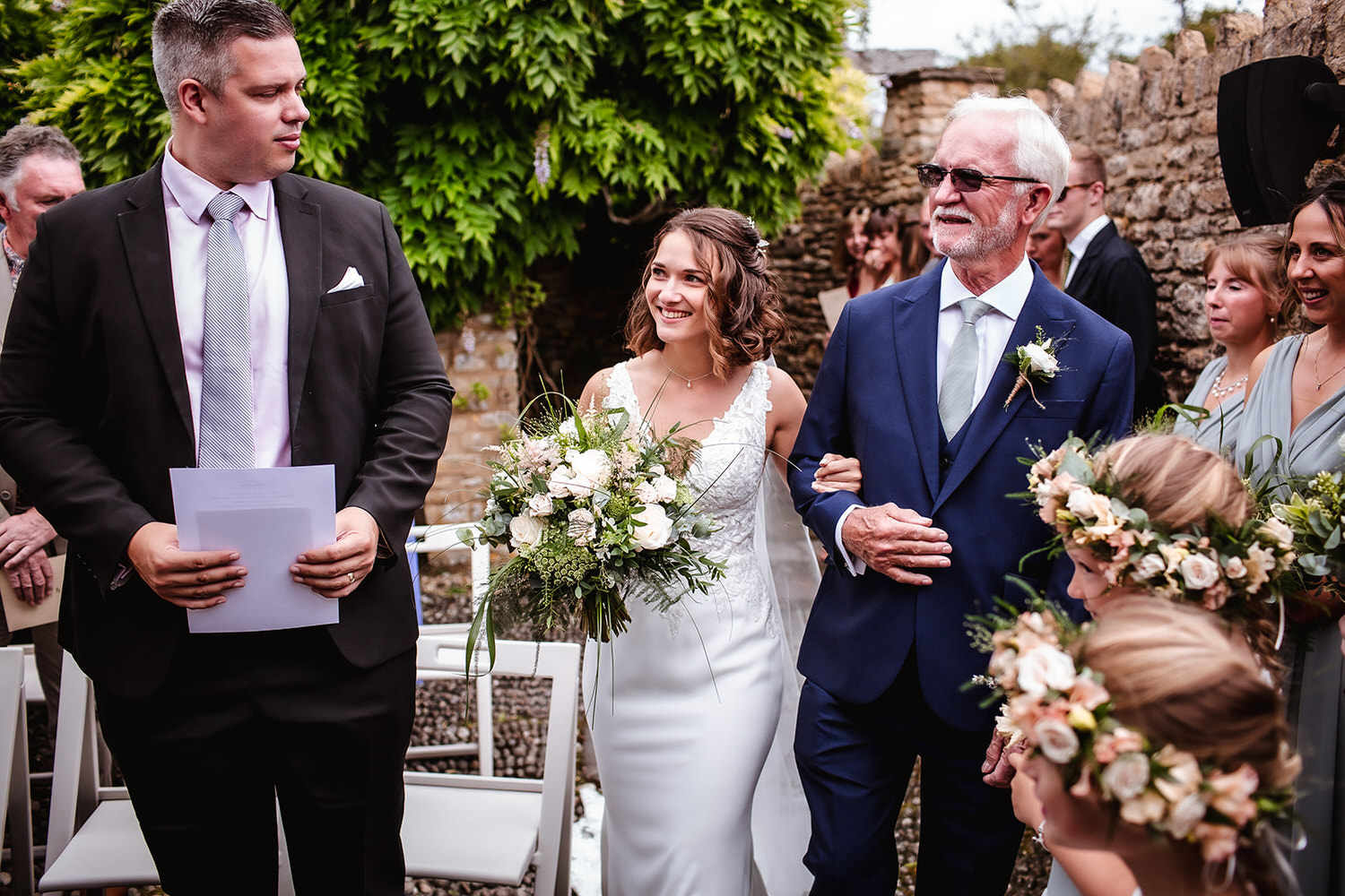 outdoor wedding ceremony at Winkworth Farm Cotswold wedding venue