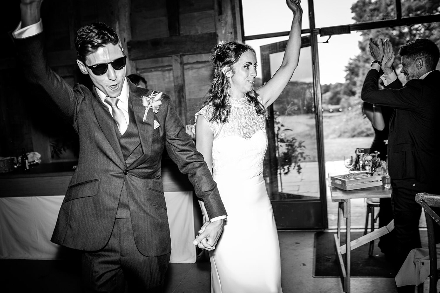 bride and groom entrance to the reception