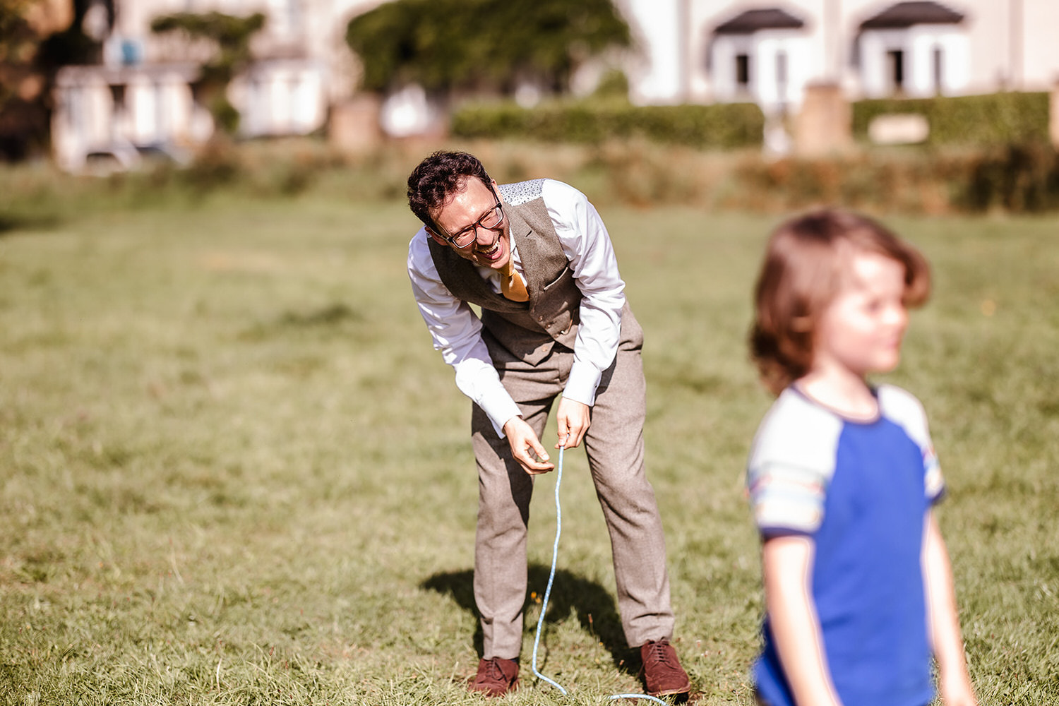 groom having fun during the outdoor games