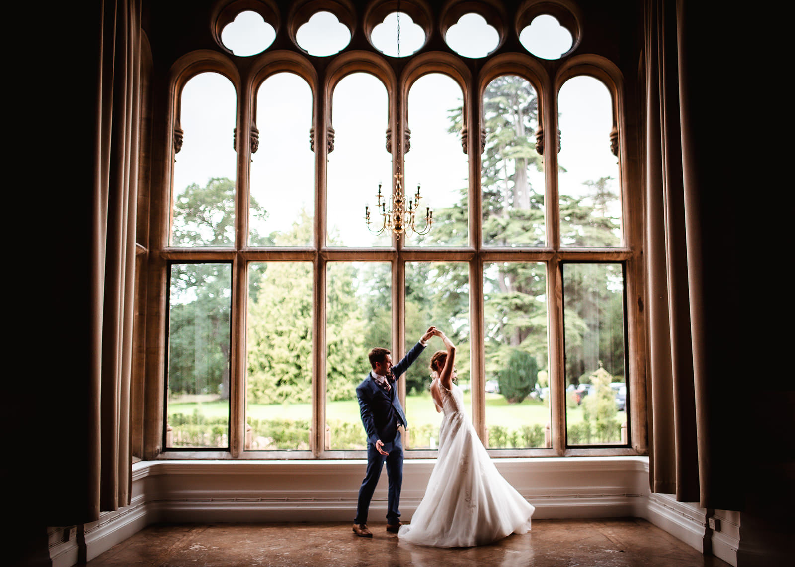 bride and groom dancing