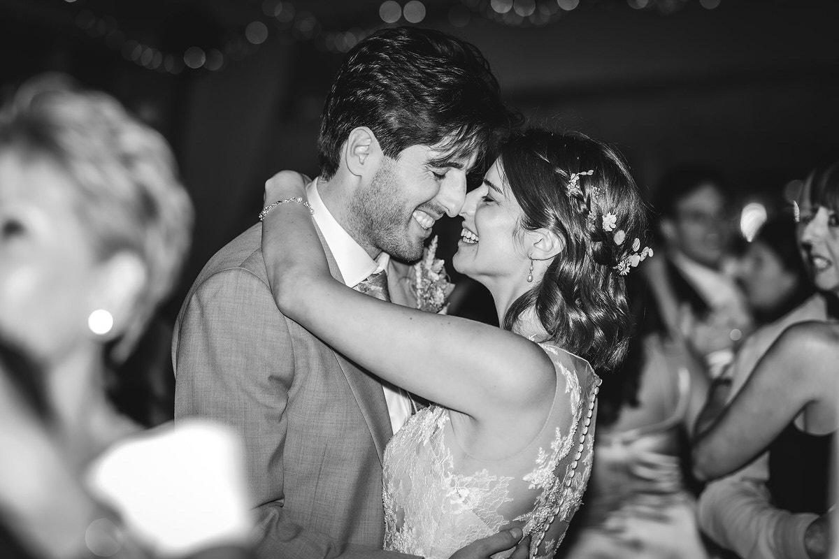 bride and groom dancing
