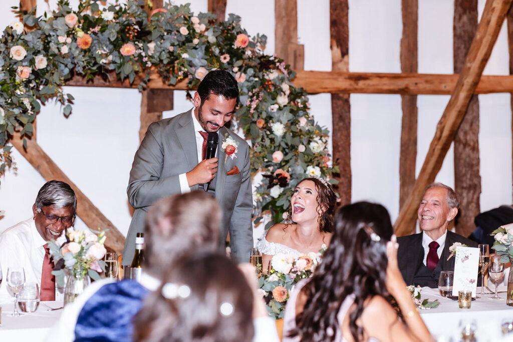 relaxed, fun and candid wedding photo of bride and groom 