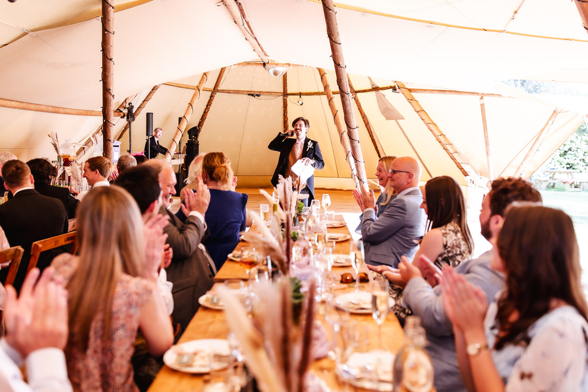 Groom's speech in marquee